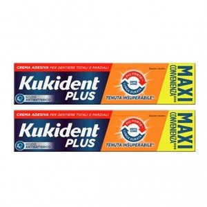 Kukident plus doppia azione tenuta insuperabile crema adesiva dentiere 2x65 g