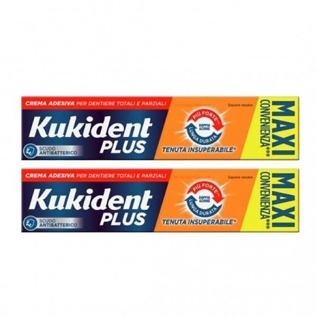 Kukident plus doppia azione tenuta insuperabile crema adesiva dentiere 2x65 g