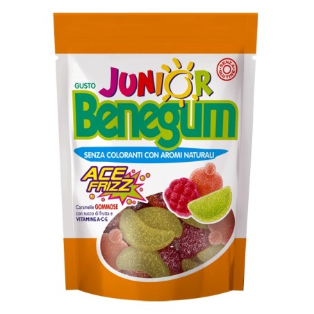 Benegum junior ace frizz caramelle gommose con succo di frutta e vitamine a c e 90 g