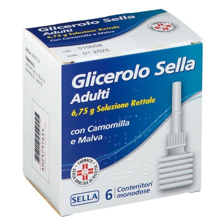 Glicerolo (sella) ad 6 contenitori monodose 6,75 g soluz rett con camomilla e malva Glicerolo (sella) ad 6 contenitori monodose 6,75 g soluz rett con camomilla e malva