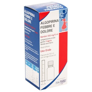 Algopirina febbre e dolore bborale sosp 150 ml 100 mg/5 ml gusto fragola senza zucchero