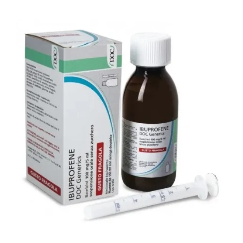 Ibuprofene docgen orale sosp 150 ml 100 mg/5 ml gusto fragola senza zucchero
