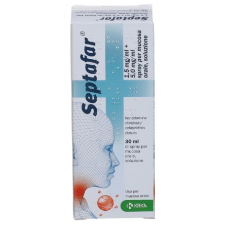 Septafar spray 1 flacone 30 ml 250 erogazioni 1,5 mg/ml + 5mg/ml