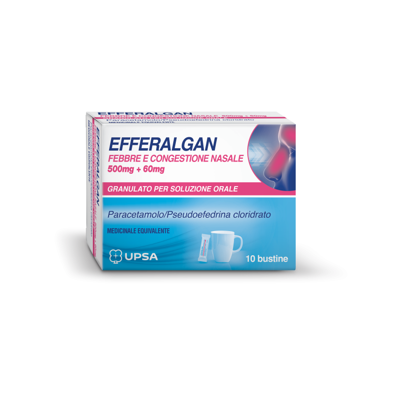 Efferalgan febbre e congestione nasale 10 bustine 1,5 g 500 mg+ 60 mg