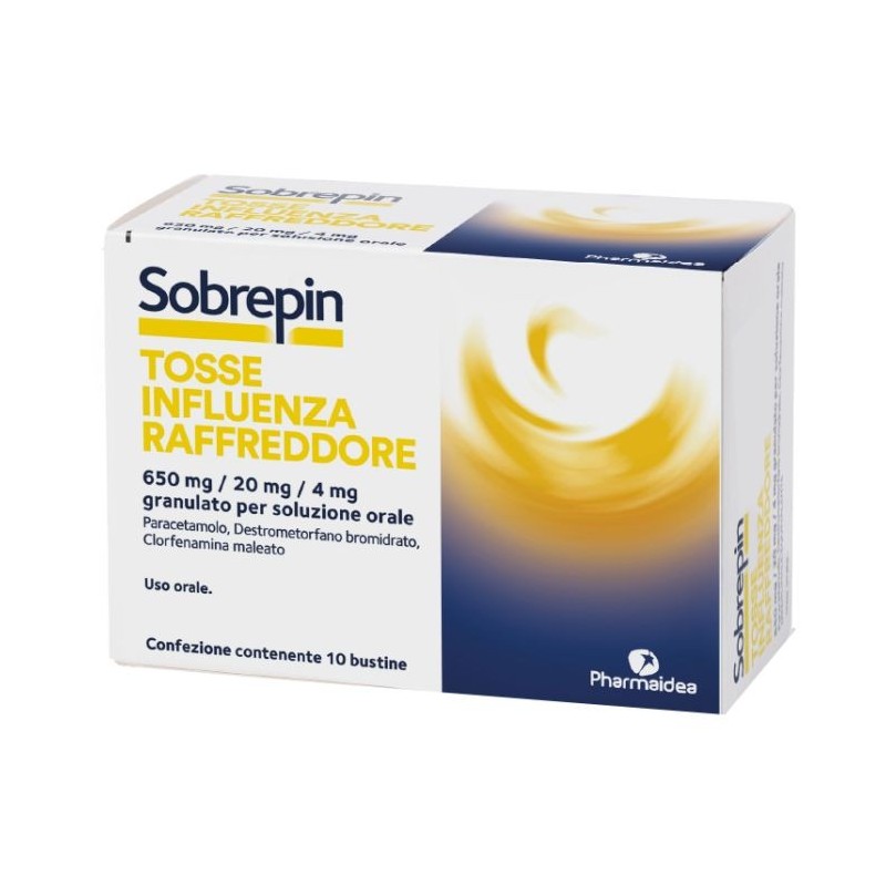 Sobrepin tosse influenza raffreddore orale 10 buste 650 mg +20 mg + 4 mg