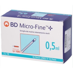 Siringa insulina becton dickinson 0,5 ml 100 ui ago gauge 2930 pezzi