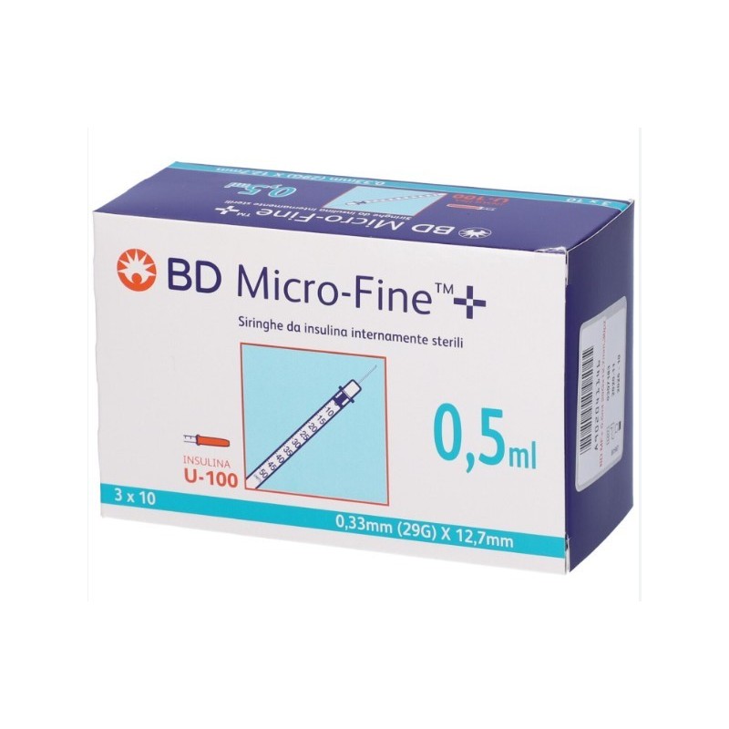 Siringa insulina becton dickinson 0,5 ml 100 ui ago gauge 2930 pezzi