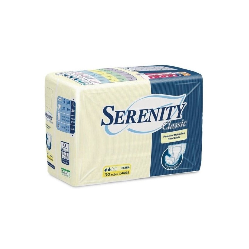 Pannolone per incontinenza serenity classic superdry formatoextra large 30 pezzi