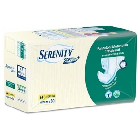 Pannolone per incontinenza serenity softdry formato extra taglia medium 30 pezzi