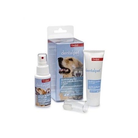 Dentalpet kit dentifricio 50ml+spray orale 50ml+1 ditale