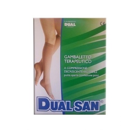 Gambaletto terapeutico dualsan a compressione decrescente kkl1 punta aperta beige unisex 5 1 paio Gambaletto terapeutico dualsan a compressione decrescente kkl1 punta aperta beige unisex 5 1 paio