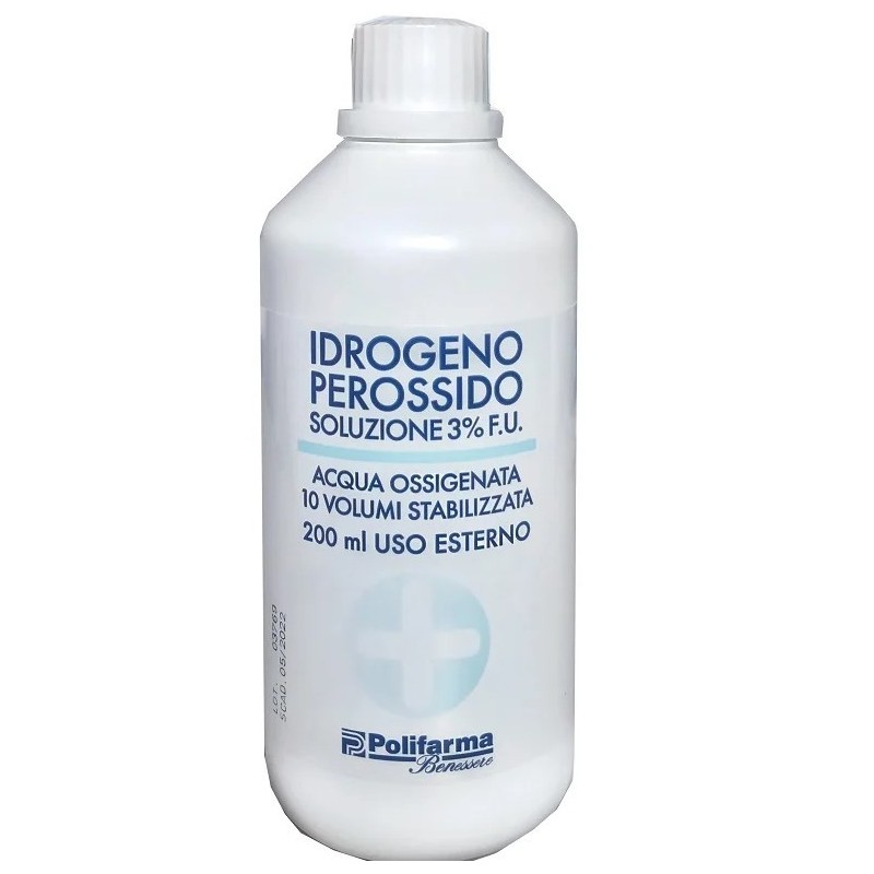 Perossido di idrogeno stabilizzato a 10 volumi fu edizione vigente uso esterno 200 ml flacone serigrafato