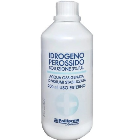 Perossido di idrogeno stabilizzato a 10 volumi fu edizione vigente uso esterno 200 ml flacone serigrafato