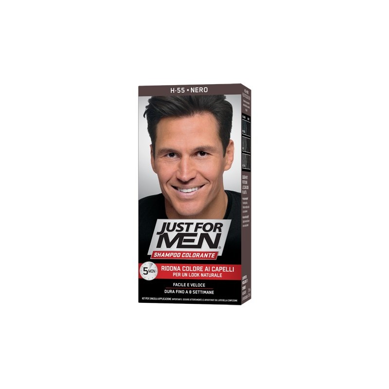Just for men shampoo colorante h55 nero attivatore chiaro 38,5 ml + base colore 27,5 ml