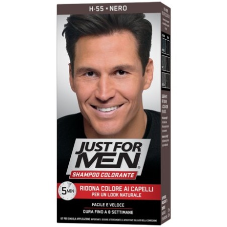 Just for men shampoo colorante h55 nero attivatore chiaro 38,5 ml + base colore 27,5 ml