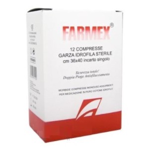 Garza compressa idrofila farmex 20fili 36x40cm 12 pezzi
