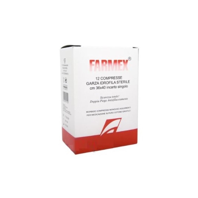 Garza compressa idrofila farmex 20fili 36x40cm 12 pezzi