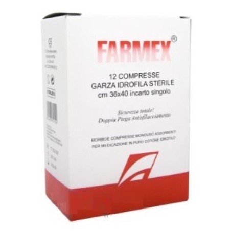 Garza compressa idrofila farmex 20fili 36x40cm 12 pezzi
