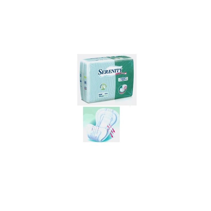 Pannolone per incontinenza sagomato serenity softdry+ aloe super 30 pezzi