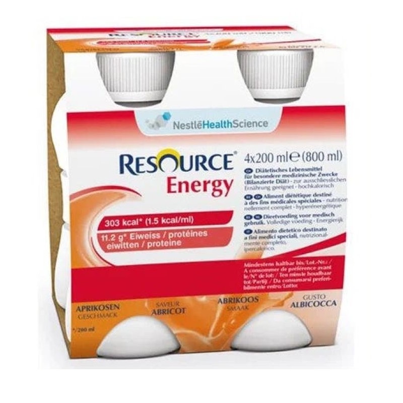 Resource energy albicocca 4 bottiglie 200 ml