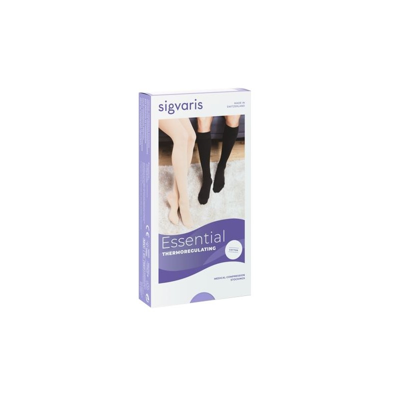 Sigvaris cotton ccl2 gambaletto normale punta aperta naturel
