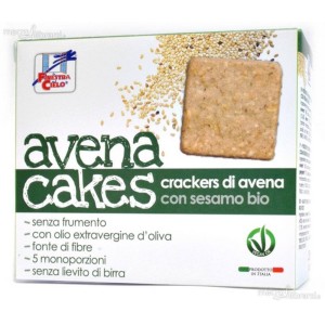 Avenacakes crackers di avena con sesamo bio vegan senza lievito di birra con olio extravergine di oliva 250 g