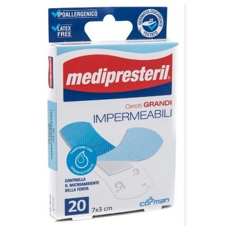 Cerotto grande medipresteril impermeabile 7x3cm 20 pezzi