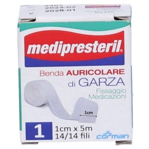 Benda auricolare garza medipresteril 12/8 fu m5x1cm 14/14 fili