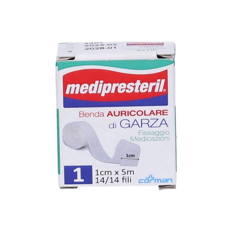 Benda auricolare garza medipresteril 12/8 fu m5x1cm 14/14 fili