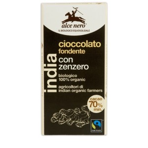 Tavoletta di cioccolato fondente bio con zenzero dell'ecuador fairtrade 50 g