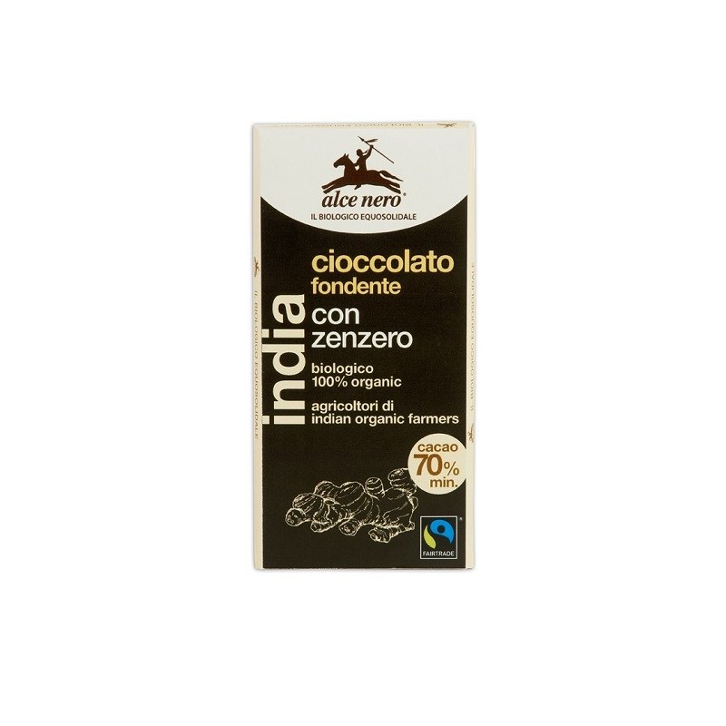 Tavoletta di cioccolato fondente bio con zenzero dell'ecuador fairtrade 50 g