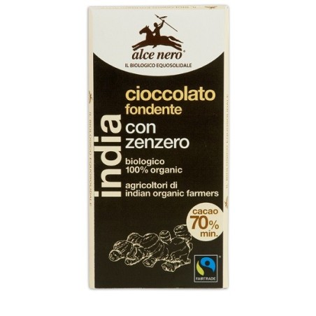 Tavoletta di cioccolato fondente bio con zenzero dell'ecuador fairtrade 50 g