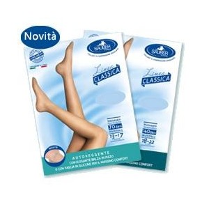 Sauber calza autoreggente 140 denari maglia microrete neutrobeige 4 linea classica