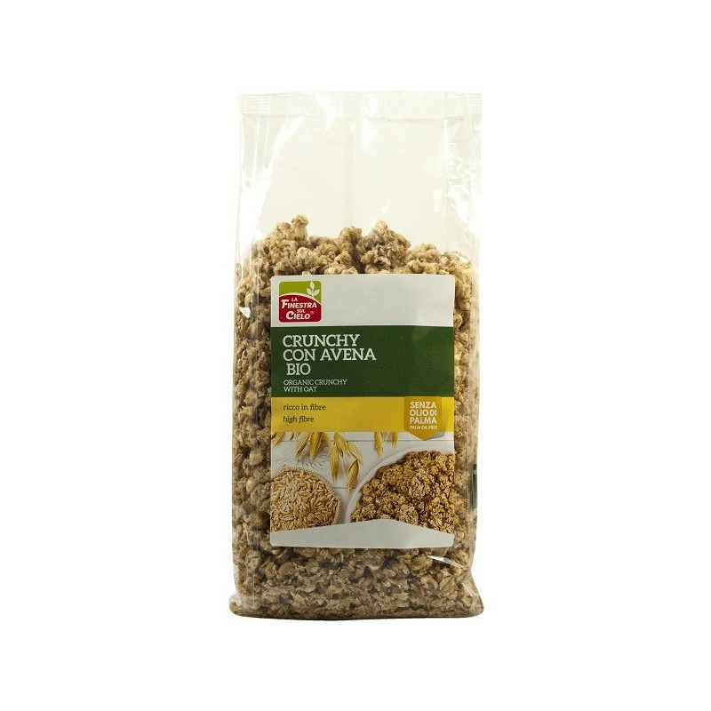 Fsc crunchy con avena bio ad alto contenuto di fibre con olio di girasole senza olio di palma 375 g Fsc crunchy con avena bio ad alto contenuto di fibre con olio di girasole senza olio di palma 375 g