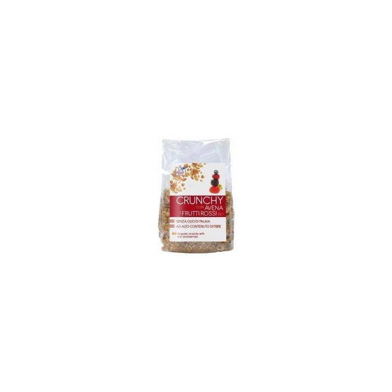 Fsc crunchy con avena e frutti rossi bio ad alto contenuto di fibre con olio di girasole senza olio di palma 375 g Fsc crunchy con avena e frutti rossi bio ad alto contenuto di fibre con olio di girasole senza olio di palma 375 g