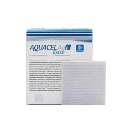 Medicazione in hydrofiber e ioni argento intessuta in lyocell aquacel ag + extra 2x45cm 5 pezzi