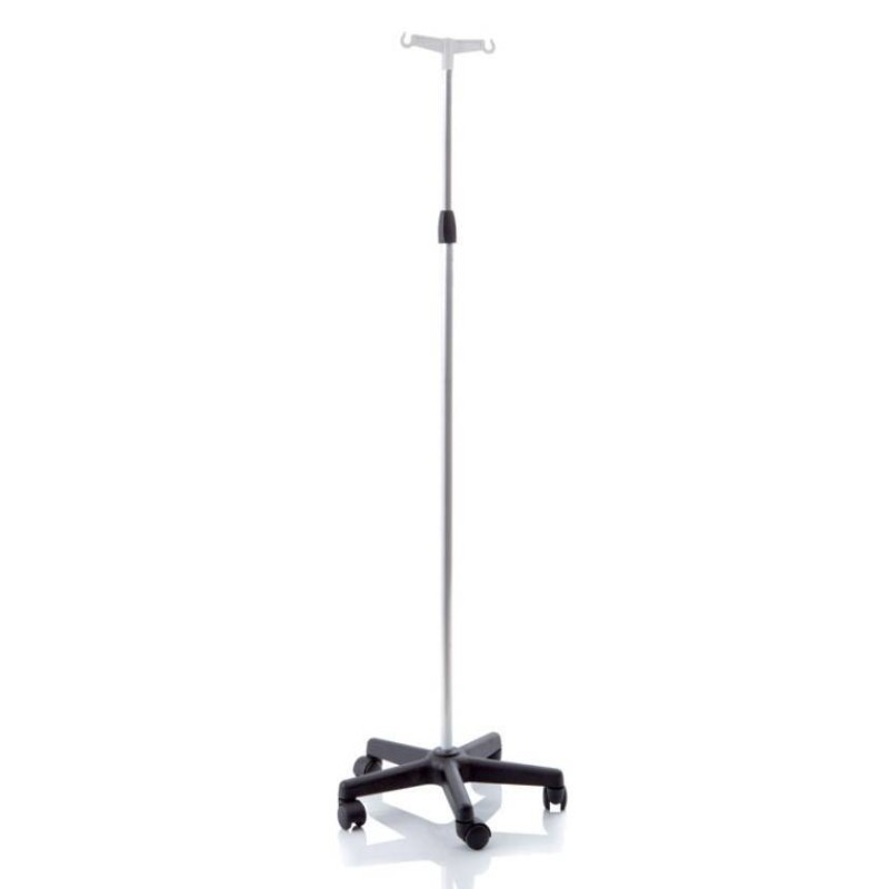 Asta flebo in alluminio anodizzato base in polipropilene suruote 2 ganci altezza regolabile 133-230 cm skema Asta flebo in alluminio anodizzato base in polipropilene suruote 2 ganci altezza regolabile 133-230 cm skema