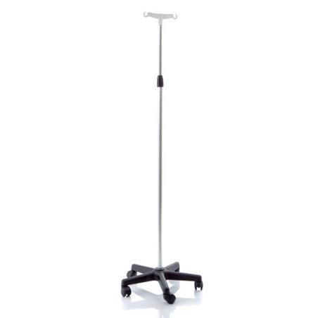 Asta flebo in alluminio anodizzato base in polipropilene suruote 2 ganci altezza regolabile 133-230 cm skema Asta flebo in alluminio anodizzato base in polipropilene suruote 2 ganci altezza regolabile 133-230 cm skema