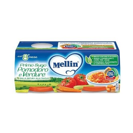 Mellin primo sugo pomodoro e verdure 2 vasetti da 80 g