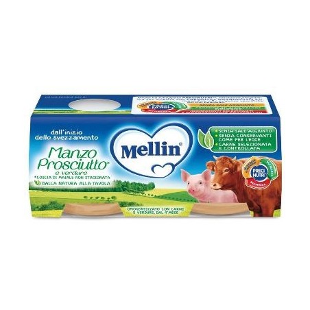 Mellin omogeneizzato manzo prosciutto con verdure 2 pezzi x120 g