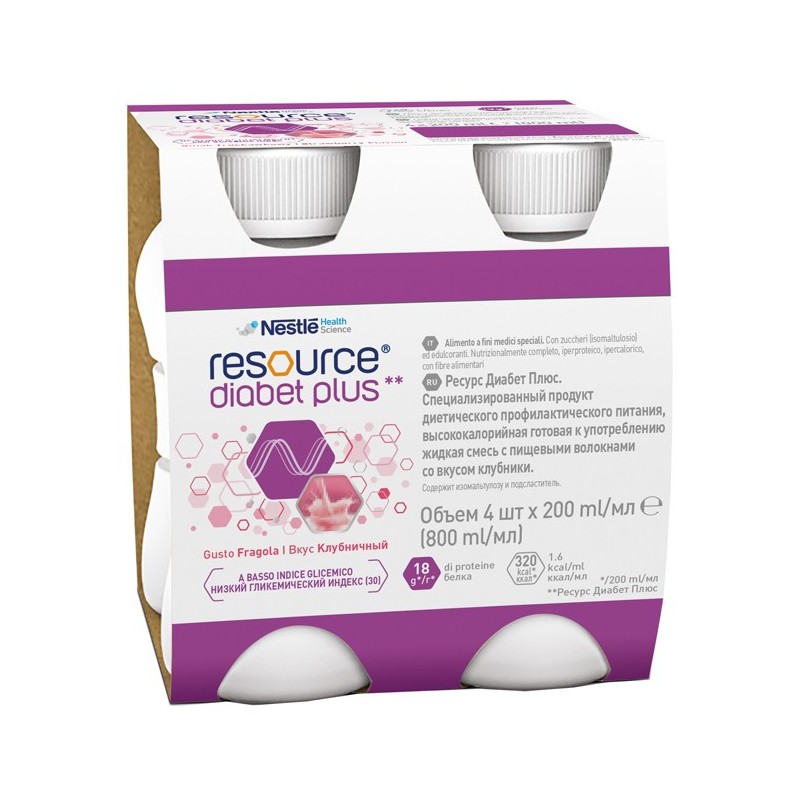 Resource diabet plus fragola 4 x 200 ml