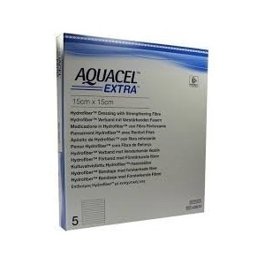 Medicazione in tecnologia hydrofiber in carbossimetilcellulosa sodica e cellulosa rigenerata aquacel extra 15x15 cm 5 pezzi