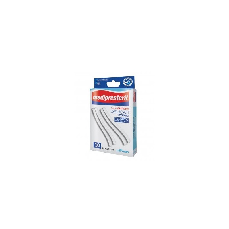 Cerotto per sutura medipresteril delicati tessuto non tessuto 6,4x108mm 10 pezzi