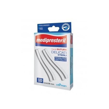 Cerotto per sutura medipresteril delicati tessuto non tessuto 6,4x108mm 10 pezzi