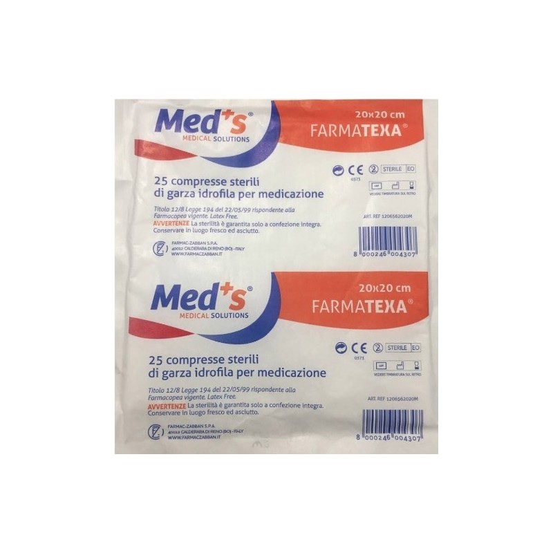 Garza compressa idrofila meds farmatexa 12/8 20x20cm 25 pezzi