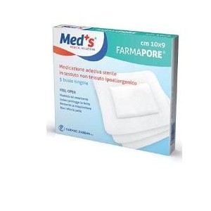 Cerotto meds farmapore sterile con tampone di garza centralee bordi adesivi 6x9 cm 5 pezzi