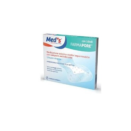 Medicazione meds pore adesiva impermeabile 10x12cm 5 pezzi