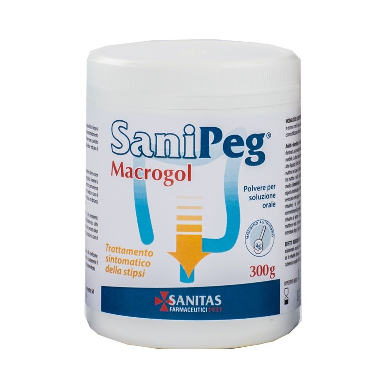 Sanipeg macrogol polvere per soluzione orale barattolo 300 g Sanipeg macrogol polvere per soluzione orale barattolo 300 g