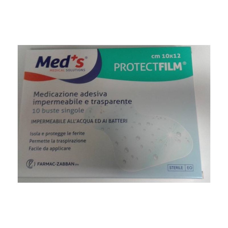 Meds protect film medicazione poliuretano impermeabile adesiva 10x12cm 10 pezzi