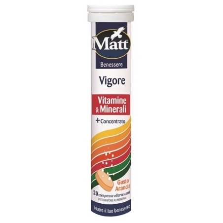 Matt benessere vigore vitamine & minerali 20 compresse effervescenti gusto arancia